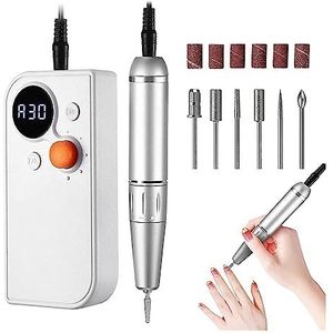 Elektrische nagelvijl, Oplaadbare nagelboormachine, elektrische nagelboorschuurmachine, manicure-freesset, professionele nagelvijl gellakverwijderaar voor zowel natuurlijke als kunstnagels (Color : W
