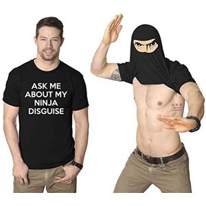 Mens vraag me over mijn Ninja vermomming Flip T Shirt grappig kostuum grafische Humor Tee, grappige visser T-shirt cadeau, volwassen Humor kostuums (S)