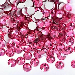 Kleurrijke SS3-SS34 Crystal AB Glitter Strass Glas Non Hotfix Strass steentjes set Flatback Diamond Nail Art Decorations B2540-Rose-SS3-1440st