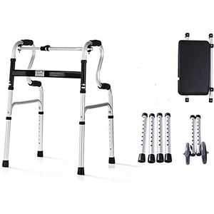 KRXSOBNV, Lichtgewicht opvouwbaar loopmobiliteitshulpmiddel 2-in-1 met PU-zitting en wielen for ouderen die ernaar verlangen ，Looprek