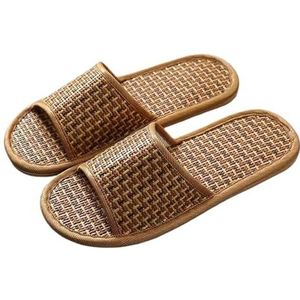 LHSJYG Dames Slippers Rotan Linnen Thuis Slippers Voor Vrouwen Mannen Zomer Wisteria Geweven Cooling Floor Indoor Slides Unisex Slaapkamer Schoenen, Geel, 39 EU