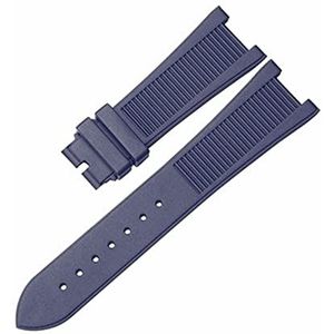 25mm rubberen siliconen horlogeband met opvouwbare gesp compatibel met Patek Philippe Riem Nautilus Series Horlogband 5711/5712 Armband (Color : Blue, Size : Silver Clasp)