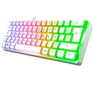 Spirit Of Gamer - Pro K2, bedraad, halfmechanisch, compact formaat TKL 60%, 62 toetsen, waaronder 24 anti-ghosting, RGB-achtergrondverlichting, in hoogte verstelbaar, wit
