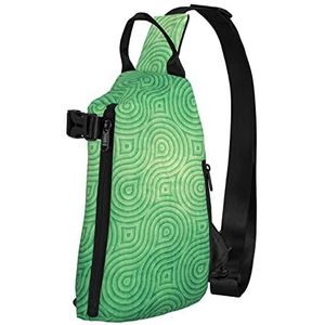 WOWBED Groene Curve TexturePrinted Crossbody Sling Bag Multifunctionele Rugzak voor Reizen Wandelen Buitensporten, Zwart, One Size