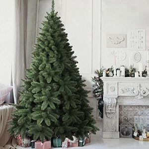 BAKAJI Piccadilly King kerstboom, zeer dik, zeer vol, groene dennentakken, basis van ijzeren kruis, hoogste kwaliteit, openklapbare takken, eenvoudige montage, zeer dik, kerstdecoratie (240 cm)
