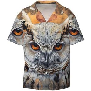 OdDdot Owl Overtuigingen Print Heren Overhemden Atletische Slim Fit Korte Mouw Casual Business Button Down Shirt, Zwart, XXL