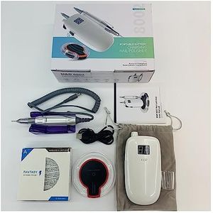 Nagelvijl elektrisch, 35000 RPM ontwerp nagelboor, elektrische schuurmachine Nail HD-display, manicuremachine for nagels, professionele nageldraaibank manicureset(White)