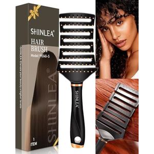 Gebogen ontwarrende borstel voor krullend haar, geventileerd ontwerp, anti-wirwar, professionele haarborstel voor nat en droog, ideaal voor getextureerd 2a tot 4c haar, dik haar föhnen