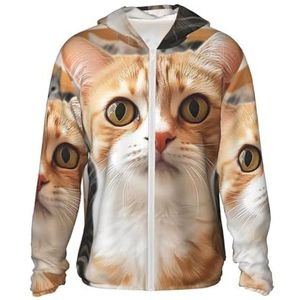 CSGJMYGS UPF 50+ grappige huisdier kat zonbescherming hoodie jas lichtgewicht lange mouw zonneshirt met zakken, zwart, S