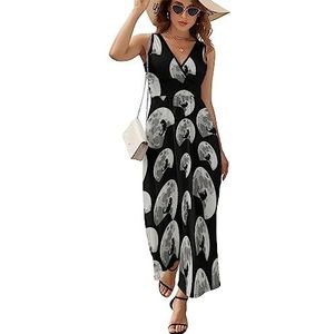 Dinosaur Moon - T-Rex Maxi-jurk voor dames, mouwloos, lange zomerjurken, strandjurken, A-lijn, L