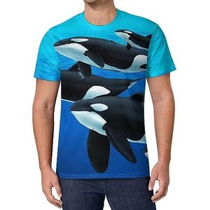 Sea Panda Killer Whale T-shirt met korte mouwen voor heren, casual T-shirt met ronde hals, modieus zomertops