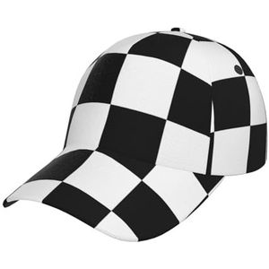 FUkker Baseballpet, zonnehoed sportpet casual papa-hoeden truckerhoeden snapback hoeden, enorme F1 Formule 1 zwart-wit geruit, zoals afgebeeld, one size