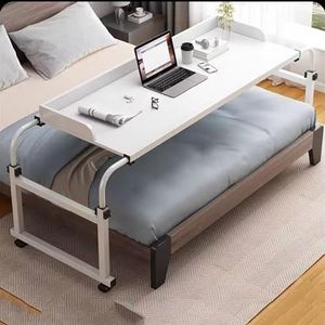 YUZDNM Mobiele laptoptafel - Overbed tafel boven bed tafel met wielen, boven bed bureau verstelbare hoogte en lengte rolbed tafel voor laptop en schrijven voor slaapkamer woonkamer (kleur: B)