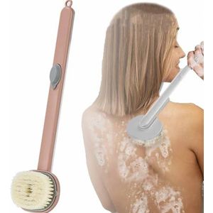 Badmassage-reinigingsborstel met lange handgreep en zeepdispenser, badborstel-rugschrobber for douchereiniging, badmassage-reinigingsborstel, douchereinigingsborstel /3670/499(Pink)