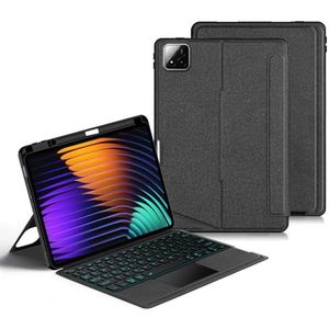 Toetsenbordhoes voor Xiaomi Mi Pad 5/5 Pro 11"" 2021, 7-Kleuren Achtergrondverlichting, Multi-Touch Trackpad, Magnetische Afneembare Bt-Toetsenbordhoes met S-Pen-Houder