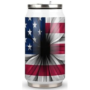 Amerikaanse vlag zonnebloem grappige cola mok met deksel en rietje roestvrij stalen beker reizen koffiekop voor warme koude dranken