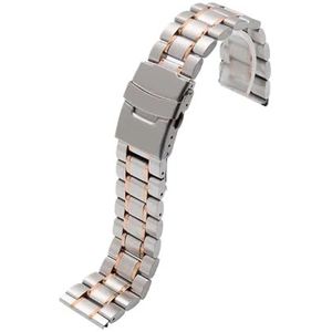Roestvrij staal gebogen uiteinde metalen band 18 mm 20 mm 22 mm 24 mm geschikt for Seiko SKX007 geschikt for Rolex luxe armband horlogebandaccessoires (Color : Silver rose, Size : 20mm)