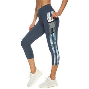 Flatik Sportlegging voor dames, 3/4 sportbroek, ondoorzichtige hardloopbroek, yogabroek, sportbroek, leggings, fitnessbroek, hardlooplegging, 0553 Capri, XXL