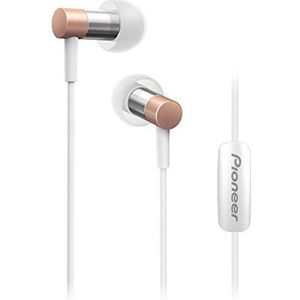 Pioneer SE-CH3T(P) Hi-Res Audio In-Ear hoofdtelefoon (aluminium behuizing, bedieningselement, microfoon, licht compact-comfortabel, voor iPhone, Android smartphones, minimalistisch design), roze