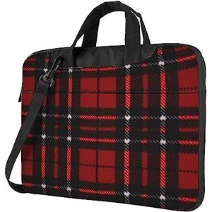 Rood en zwart geruite Gedrukt Laptop Sleeve Notebook Draagtas Computer Tas Zakelijke Aktetas 14 inch