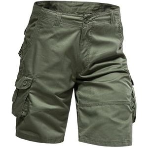 Sawmew Szorty męskie Szorty cargo Letnie spodnie casualowe Bawełniane szorty cargo z kieszeniami Krótkie spodnie robocze męskie(Green,32)