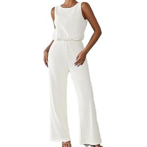 yk8fass Geribbelde jumpsuit ys-4113, Wit, XL