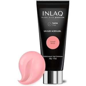 INLAQ® Acryl Gel Nagelgel voor Nagelverlenging – Acryl Polyacrylgel Polygel Verdikking Verbetering Building Natuurlijke Look Verdikkende Builder Versterking Nagel Nail Art – Honey Beige 30ml