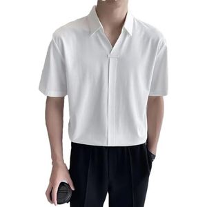 Mannen Zomer Zakelijk Eenvoudige Effen Kleur Slanke Half Mouwen Polos Shirt Top Mannen Shirt Mannen Shirt Mannen T-shirt, Wit, S