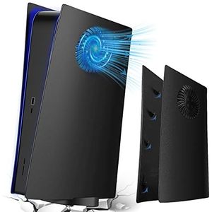 PS5 Faceplate Koelversie voor Playstation 5 Digitale editie PS5 Plate Cover Skin Verbeterde Turbo Vents PS5 Vervangende Zijplaat Hard Schokbestendig ABS Anti-kras PS5 Plate Case Koeling Mat Zwart