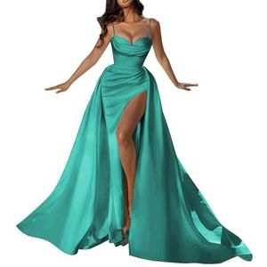 Satijnen Galajurken voor Vrouwen Zeemeermin Formele Avondbaljurken met spleet Ceremonie Jurken Plus Size, Turkoois, 56 NL/Plus