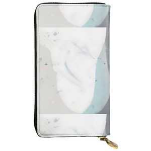 Blauwe en witte kunst unisex lederen rits portemonnee cosmetische tas voor feest reizen vakantie geschenken, Zwart, Eén maat