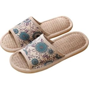 LHSJYG Pantoffels voor dames, indoor paar linnen pantoffels, houten vloer voor thuis, antislip pantoffels voor mannen en vrouwen in de lente en zomer, groen, 44-45(260mm)