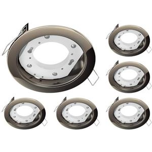 ledscom.de 6 st. inbouw plafondlamp ZOBE, glanzend chroom-zwart, rond, 107mm Ø, 1x GX53 max. 25W