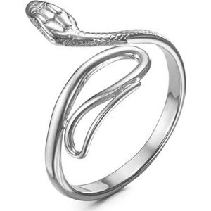 AEVVV Elegante zilveren geoxideerde messing slangenring - verstelbare mode lus verklaring, slang charme sieraden, uniseks accessoire, Medium, Messing, Geen edelsteen