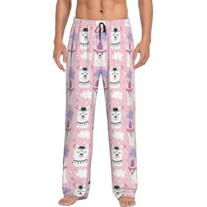 WYCZHY Cartoon Llama Alpaca Heren Pyjama Bottoms Pyjama Broek Voor Mannen Lounge Slaap Bodem Pj Broek Zacht Met Zakken, Zwart, S