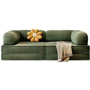 Opvouwbare spons sectionele bank bank voor woonkamer, L-vormige boucle-stof modulaire gestoffeerde vloer bank, met chaise lounge, voor woonkamer slaapkamer apparteme green-180 * 100 * 70cm