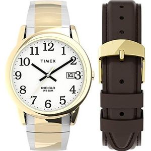 Timex Men's Easy Reader 35mm Quartz Stainless Steel Strap, Two-Tone, 18 Casual Watch (Model: TWG025500JT)