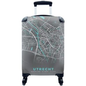 MuchoWow® Koffer - Stadskaart - Utrecht - Grijs - Blauw - Past binnen 55x40x20 cm en 55x35x25 cm - Handbagage - Trolley - Fotokoffer - Cabin Size - Print