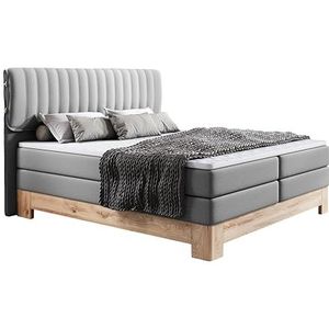 DomoHome luxe boxspringbed Melia met bonell binnenvering, gewatteerd hoofdeinde, comfortabel tweepersoonsbed incl. koudschuim topper 140x200 cm Kleur: lichtgrijs