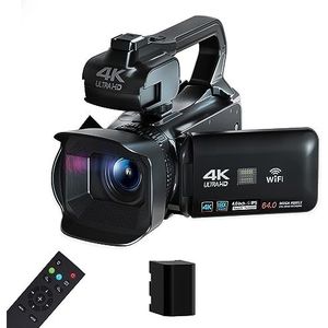 Autofocus 4K Camcorder 18X Zoom 64MP Digitale Video Camera For WIFI Streaming Webcam Time-lapse 4 ""Touch Screen Recorder HD camera (Color : 16G SD Card, Size : Video Camera)