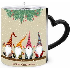 Kerst Winter Kabouters Koffie Mok 11oz Kleur Veranderende Mokken Hartvormig Handvat Warmtegevoelige Verkleuring Cups