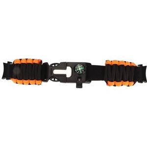 Paracord-armband, Whistle Fire Starter Compass Paracord-armband 6 in 1 Verstelbare Mode-touwsnijder voor Wandelen voor Buitenactiviteiten (Zwart Oranje)