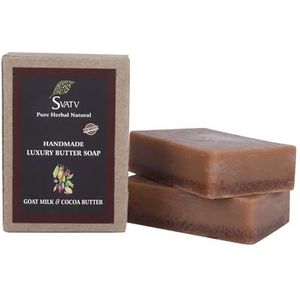 SVATV Handgemaakte zeep met goat melk & cocaboter, verzachtende kruiden, hydraterende huid, traditionele Ayurvedic Herbal Body Zeep Bars voor mannen en vrouwen, alle huidtypes, 125 g x 2 bars