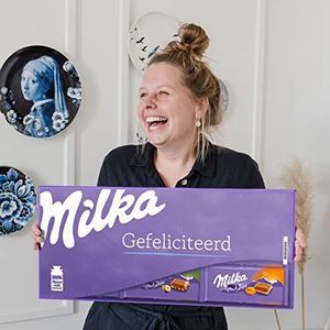 Mega Milka Chocoladereep Cadeau - 900 gram chocolade - Boodschap ""Gefeliciteerd