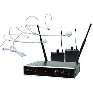 E-Lektron IU-2082H digitaal UHF draadloos microfoon systeem draadloze set met 2x headset microfoon