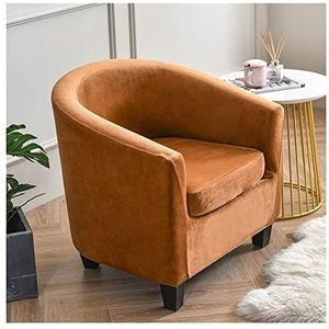 Stretch Tub stoel SLIPCOVER Soft Velvet Club Chair Cover Furniture Protector met elastische bodem 2-delige stoelbankafdekking met armen Hoezensets(Color:Camel)