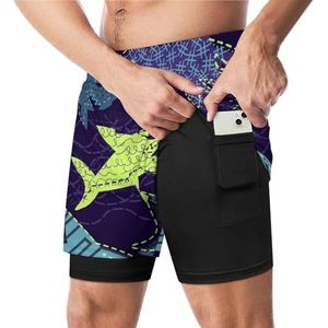 Mode Stijl Haai Grappige Zwembroek Met Compressie Liner & Pocket Voor Mannen Board Zwemmen Sport Shorts