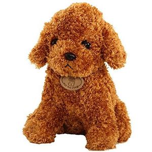 ISAKEN Realistische teddyhond Lucky, 25 cm simulatie teddy poedel hond pop speelgoed pluche pop puppy suffed pop pluche knuffeldier hond, Kerstmis knuffeldier, speelgoed cadeau voor kinderen