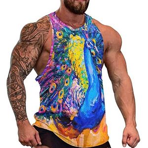 Kleurrijke pauw heren tank top mouwloos T-shirt trui gym shirts workout zomer T-shirt