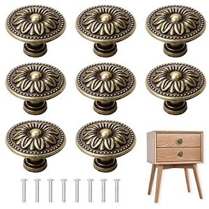NC 8 stuks antieke bronzy kast knoppen, vintage kast handgrepen kast handgrepen retro bronzen lade pull knoppen, pull handvat voor kast meubels hardware, 30mm diameter